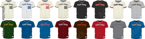 Collection of Different Colored Baseball Jersey Options - Stock Illustration