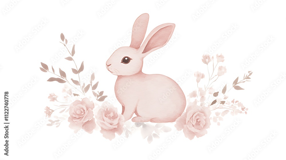 Fototapeta premium Cute rabbit in Easter festive.
