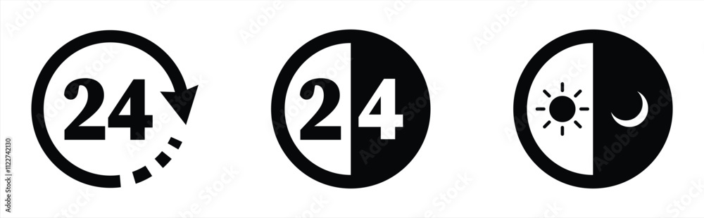 24-hour icon variation set 24-hour icon variation set
