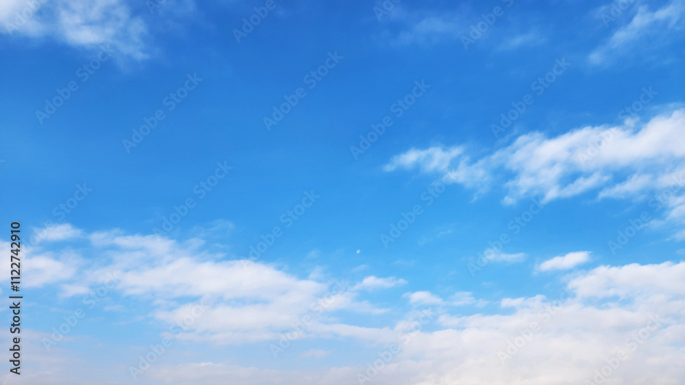 Fototapeta premium The moon in the blue sky in day time in november
