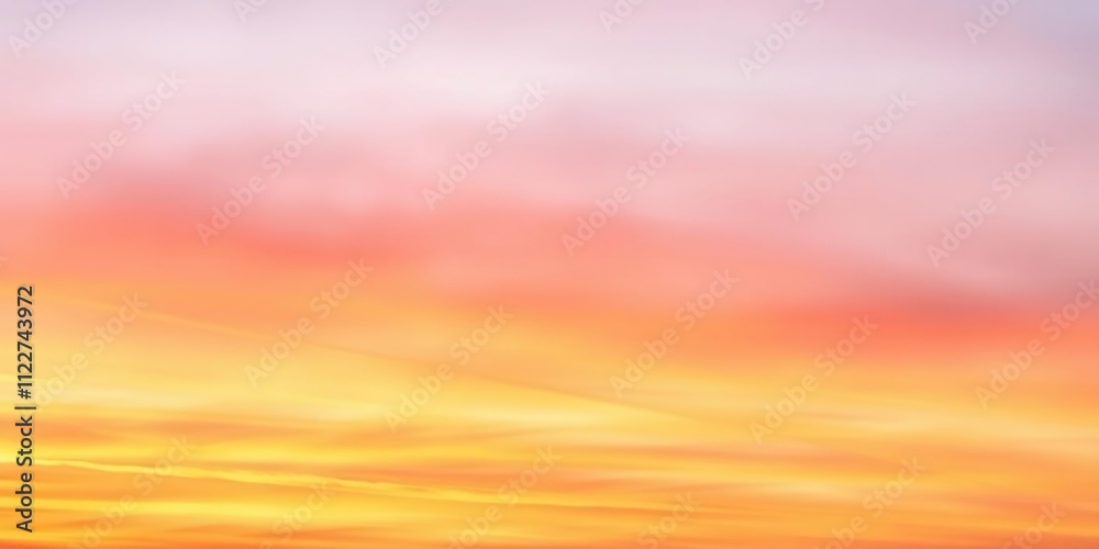 Fototapeta premium Softly blended gradient of orange and purple hues in a watercolor style sunset sky background, watercolor, orange, peaceful evening