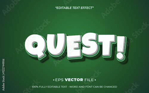 Quest 3d text effect editable vector