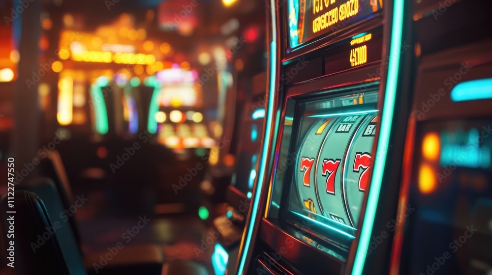 Naklejka premium Casino slot machine with neon lights