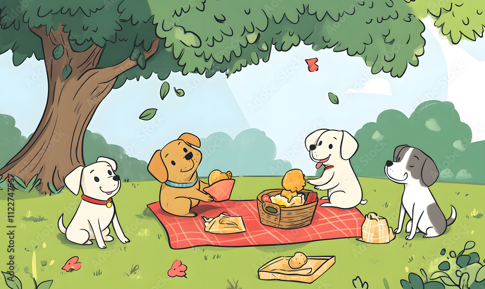 Obraz premium Playful Doodle Dog Illustrations for Creative Posters, Tags, and Banners with Text Space