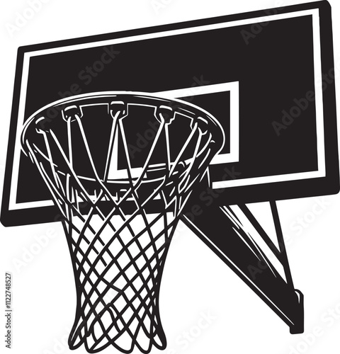 Basketball hoop net silhouette flat vector illustration isolated on white background