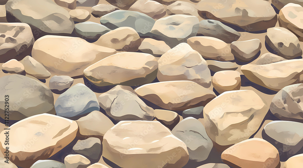 Obraz premium Zoomed-In View of Smooth River Rocks in Earthy Tones for Natural, Calming Designs