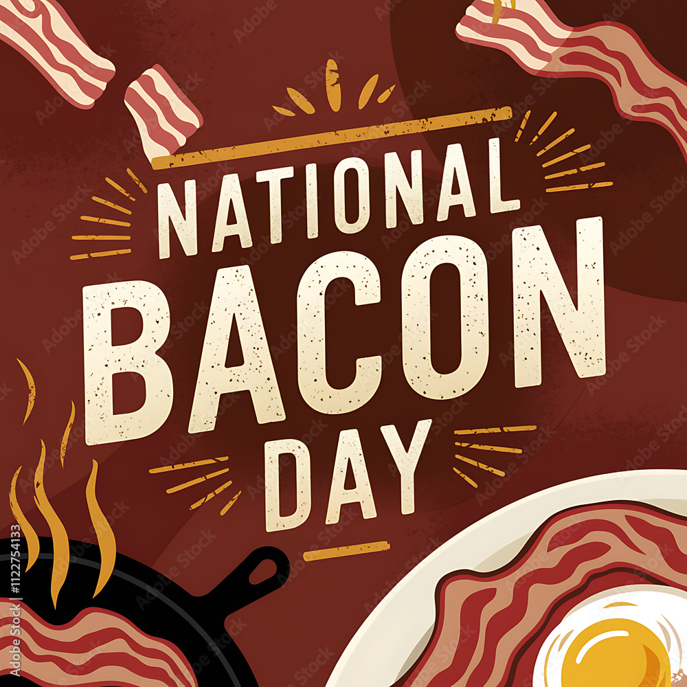 Naklejka premium national bacon day