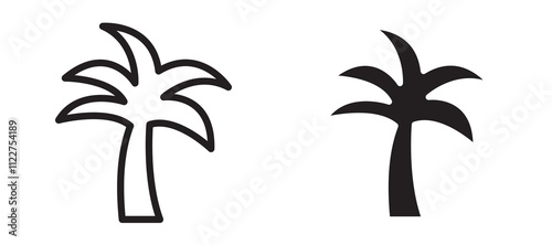 Palm tree liner icon vector set.