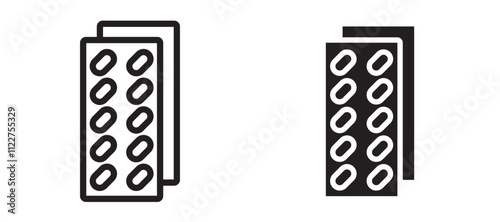 Pill blister pack liner icon vector set.