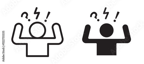 Anxiety liner icon vector set.