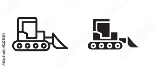 Bulldozer liner icon vector set.