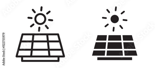 Solar panel liner icon vector set.
