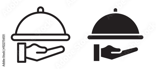 Hand holding tray liner icon vector set.