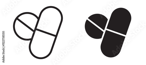 Pills liner icon vector set.