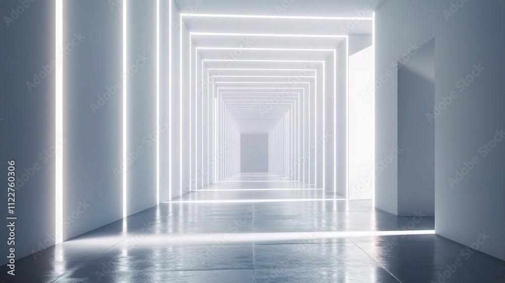 Obraz premium Minimalistic Geometric White Tunnel with Soft Light Effect