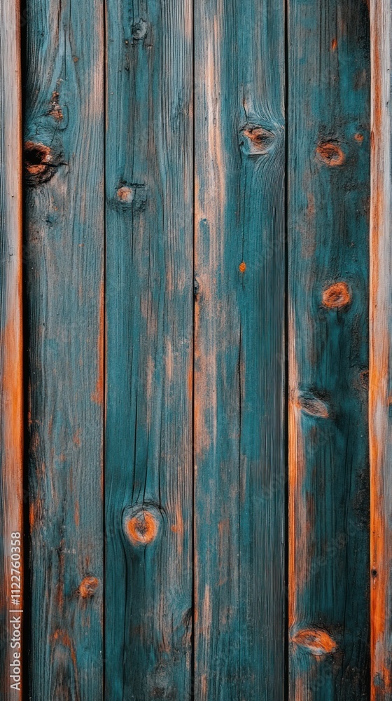 Fototapeta premium A close-up of a textured wooden surface with a blue and orange hue.