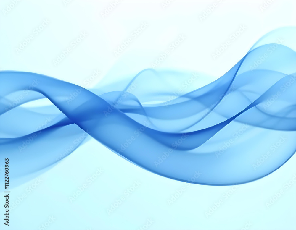 Fototapeta premium Thick blue abstract wavy lines flowing gracefully across a crisp white background, intertwining and overlapping in various curves 4