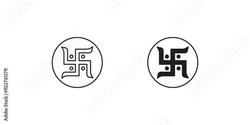 swastik set icon with white background vector stock illustration