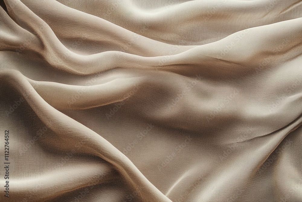 Obraz premium Background Luxurious mocha mousse silk fabric flowing in gentle waves, creating an elegant and smooth textured background, ideal for fashion and luxury projects. Color of 2025 year mocha mousse