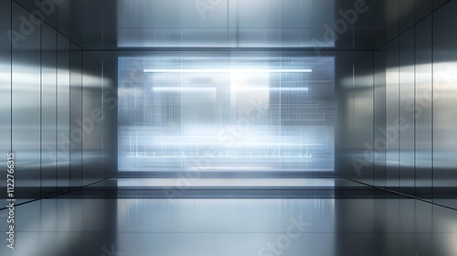 Wallpaper Mural Modern elevator interior with city view through large window. Torontodigital.ca