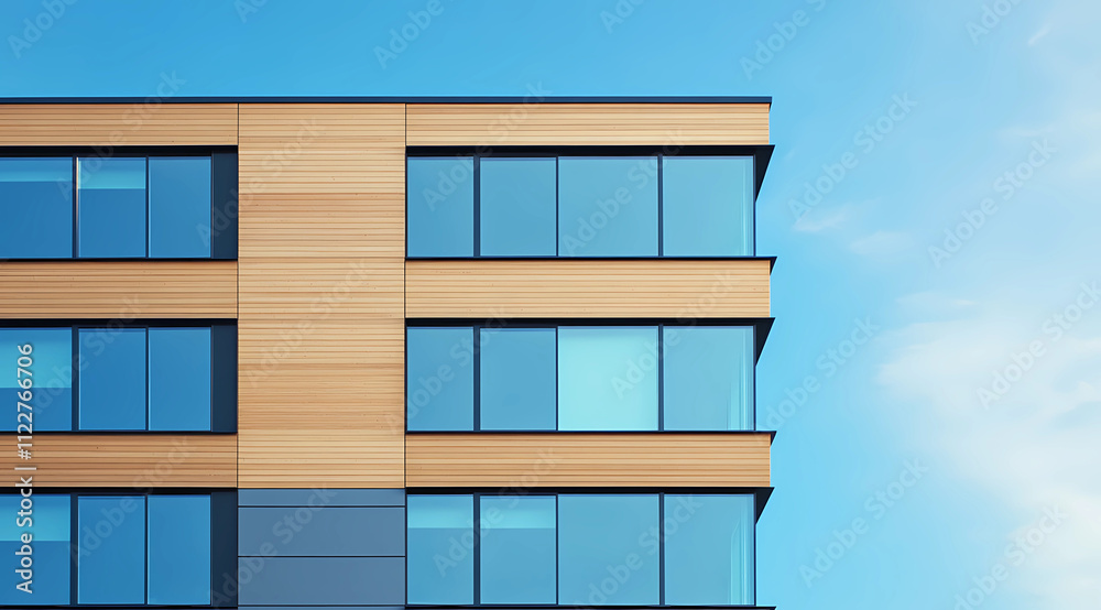 Stylish Urban Building with Panoramic Glass Windows for Modern Office and Residential Design Stylish Urban Building with Panoramic Glass Windows for Modern Office and Residential Design