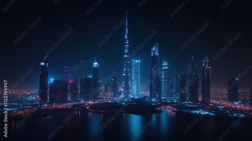 Obraz premium mesmerizing time-lapse of pastel lights weaving through a city's skyline. Over black Studio