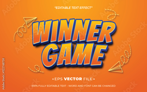 Winner Game 3d text effect editable vector