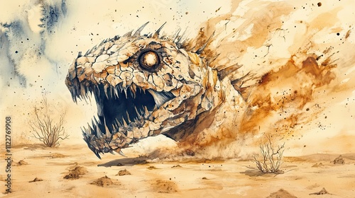 Sand Dragon Emerging From Desert Sands photo