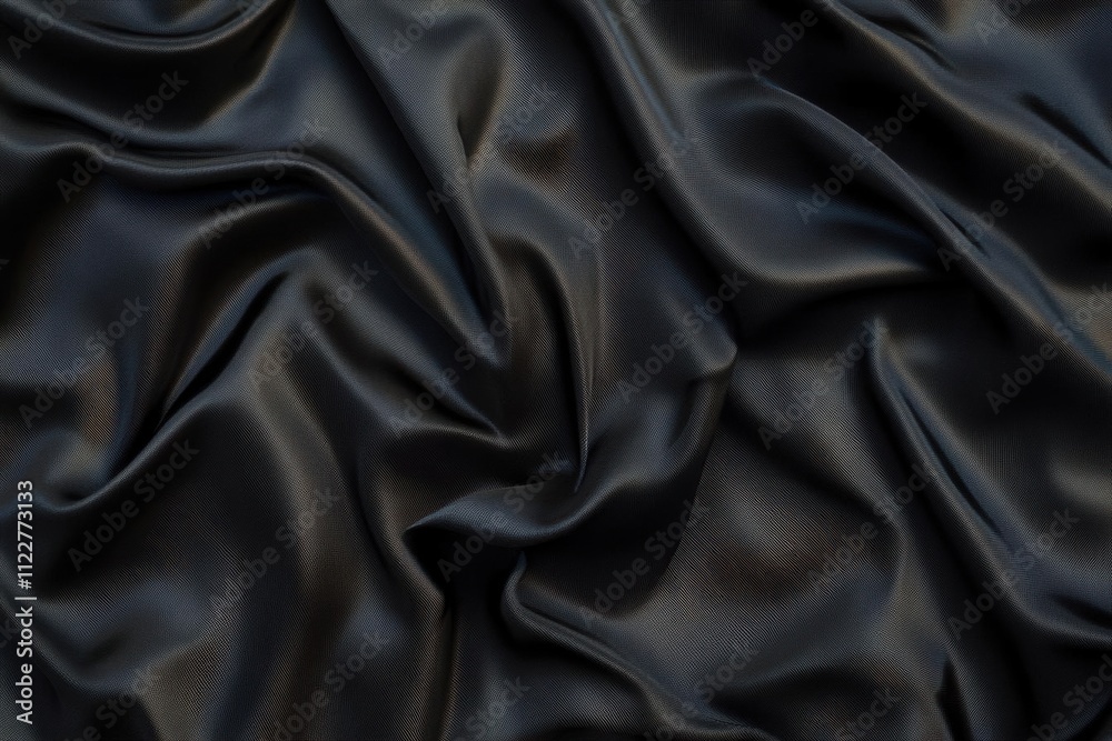Fototapeta premium Elegant Draped Black Satin Fabric Texture