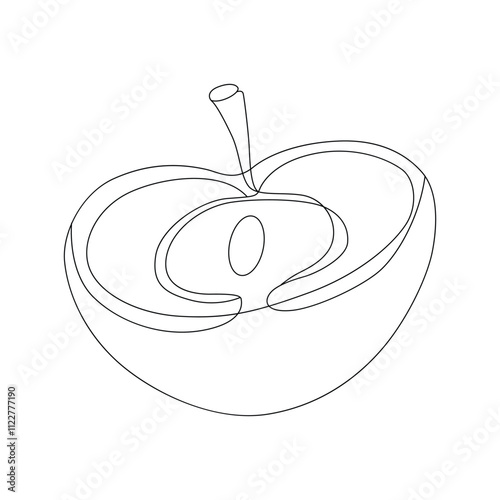 Line art of a plum fruit vector art illustration