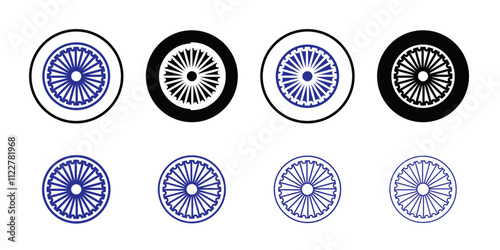 Ashoka Wheel icon Outline vector for web ui