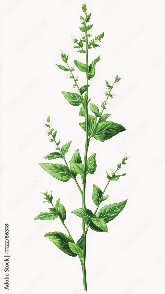 Fototapeta premium Water-leaf, A Delicate Green Plant with White Flowers