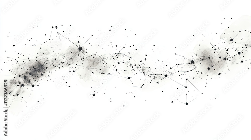 Fototapeta premium Abstract Network Splashes Forming A Flowing Constellation