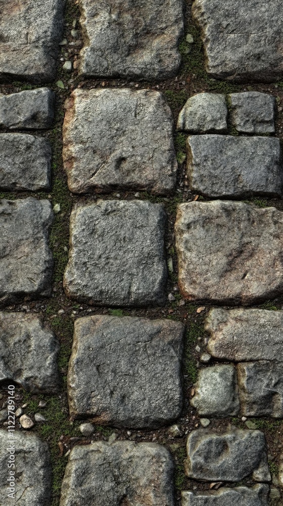 Obraz premium Cobblestone Path with Grassy Patches - Seamless Texture