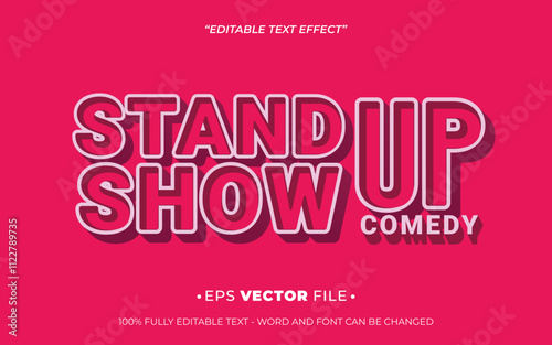 Stand Up Show Comedy 3d text effect editable vector