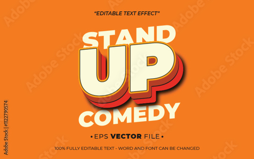 Stand Up Comedy 3d text effect editable vector