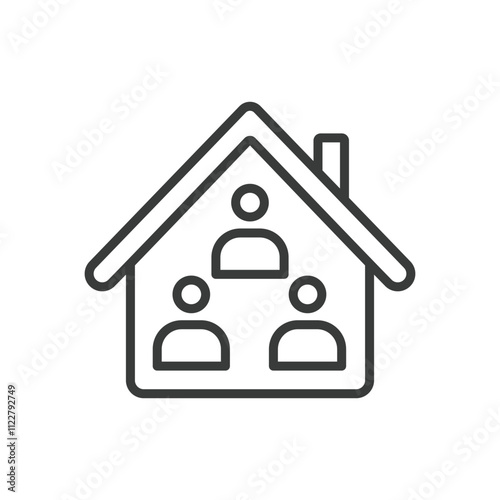 Many Tenants A House, icon in line design. Tenants, house, apartment, living, residence, family, neighbor on white background vector. Many Tenants, A House editable stroke icon