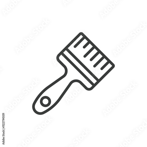 Industrial paintbrush, icon in line design. Paintbrush, industrial, tool, painting, worker, factory, construction on white background vector. Industrial paintbrush editable stroke icon