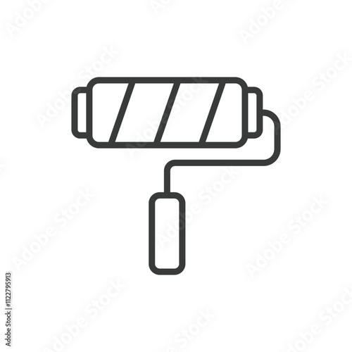 Paint roller, icon in line design. Paint, roller, painting, tool, renovation, decoration, wall on white background vector. Paint roller editable stroke icon