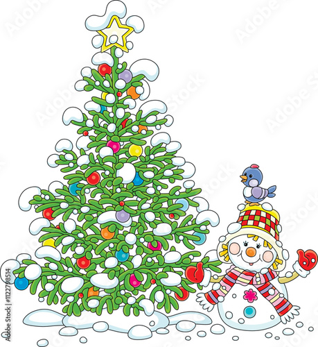 Cute toy snowman with a sma...