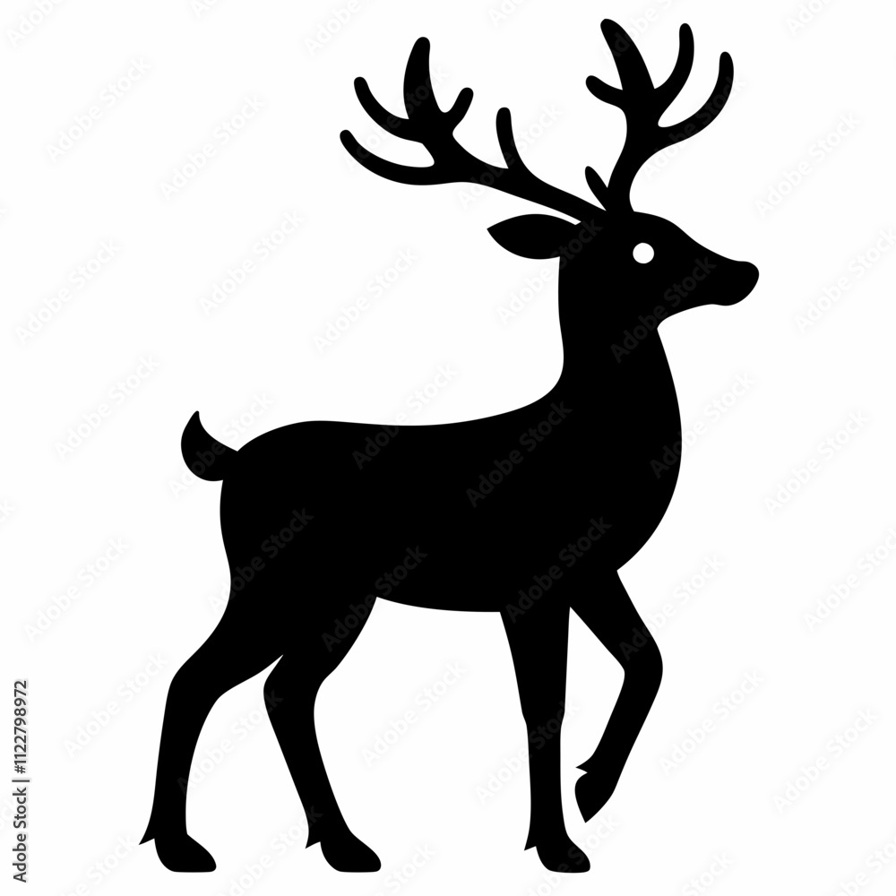 Vector reindeer silhouette black illustration Vector reindeer silhouette black illustration