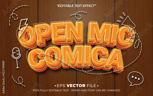 Open Mic Comica 3d text effect editable effect