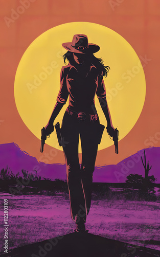 Silhouette of a Cow girl