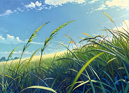 Tall Grass Open Field Painting Photography Illustration Art
