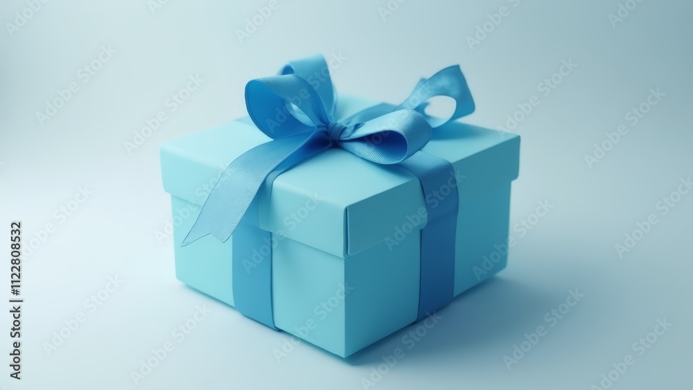Fototapeta premium A blue gift box with a blue ribbon tied around it