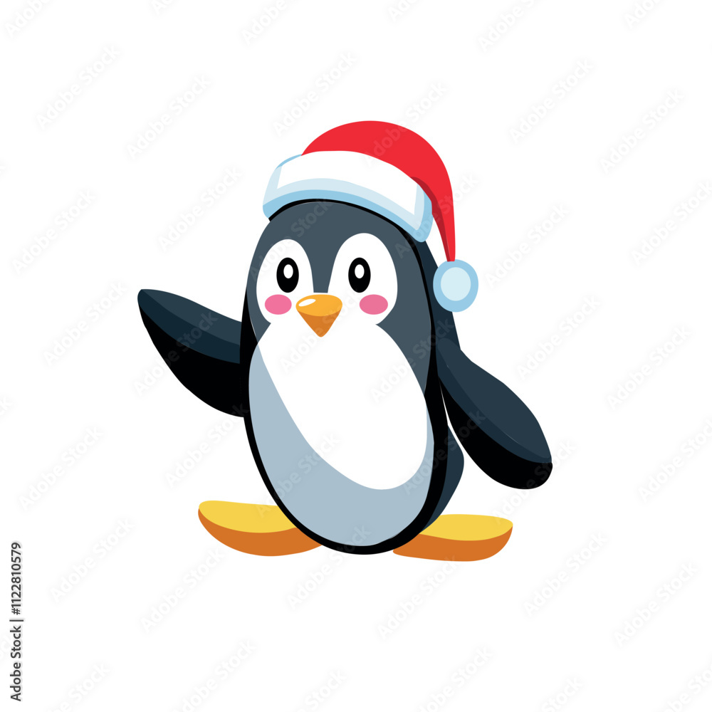 Fototapeta premium penguin with christmas hat