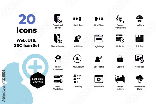 Professional Web, UI & SEO Icons: Secure Login, SEO Tools, and User Interface Elements