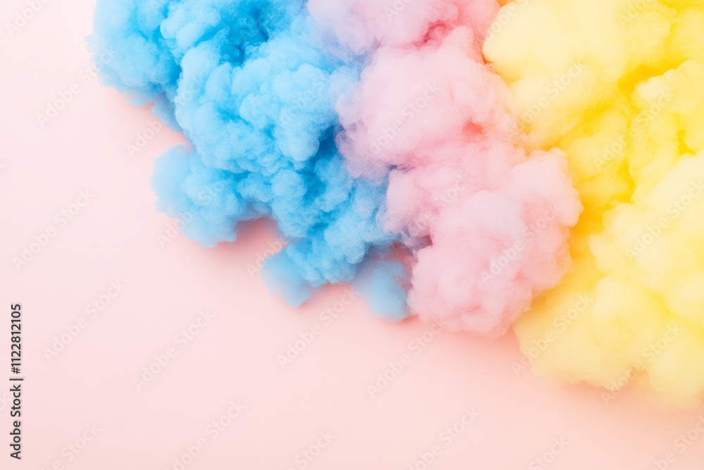 Fototapeta premium Colorful Cotton Candy Clouds on Soft Pastel Background for Whimsical and Fun Designs and Illustrations in Creative Projects
