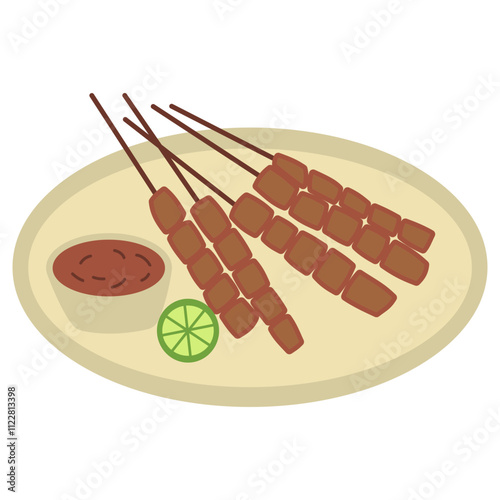 Sate Flat Icon Vector Illustration 