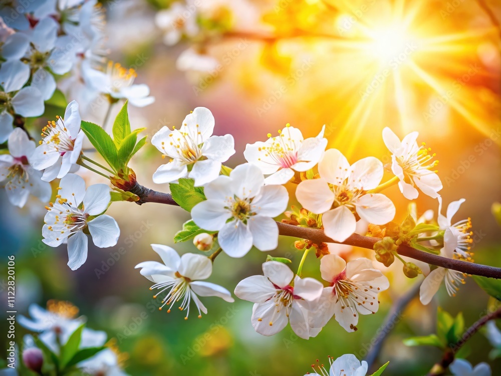 Obraz premium Captivating Spring White Flowers in Bloom: A Serene Candid Photography Collection Celebrating Nature's Beauty and Freshness with Delicate Petals and Lush Greenery